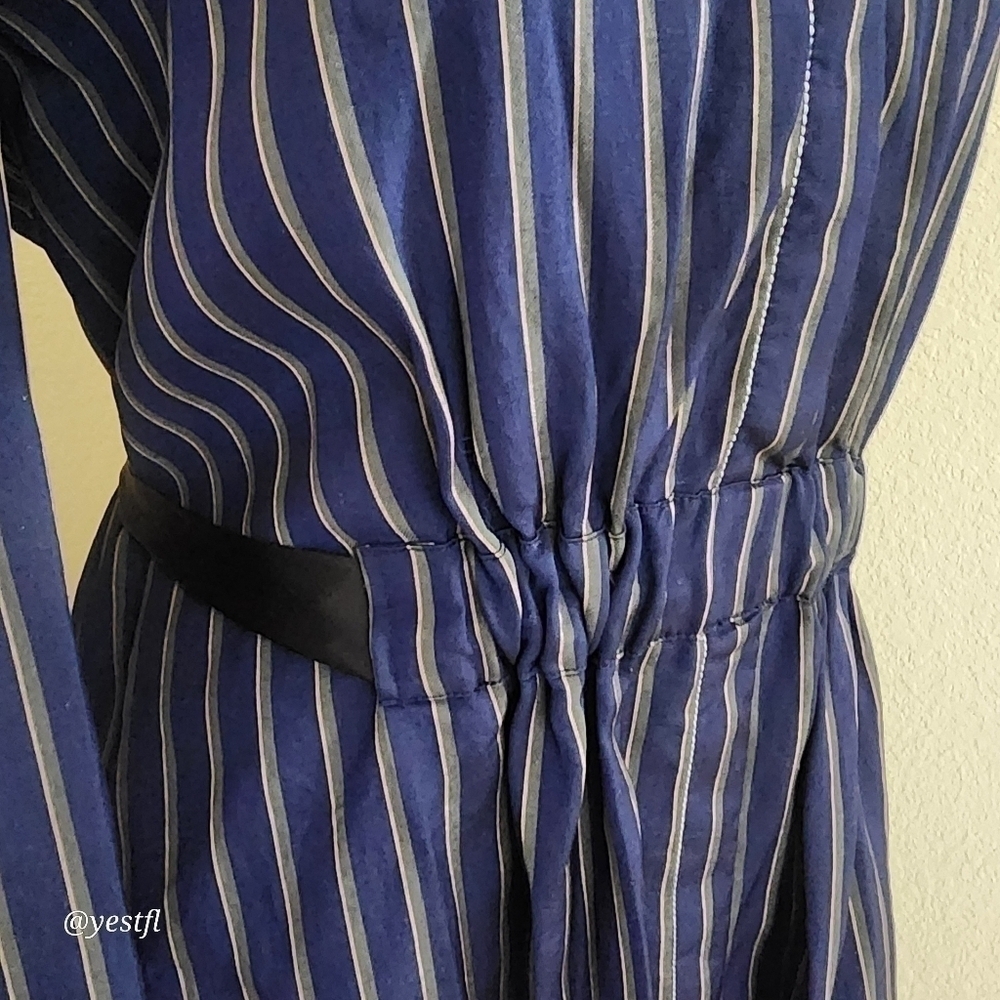 Club Monaco navy striped midi dress 6 - Picture 6 of 7
